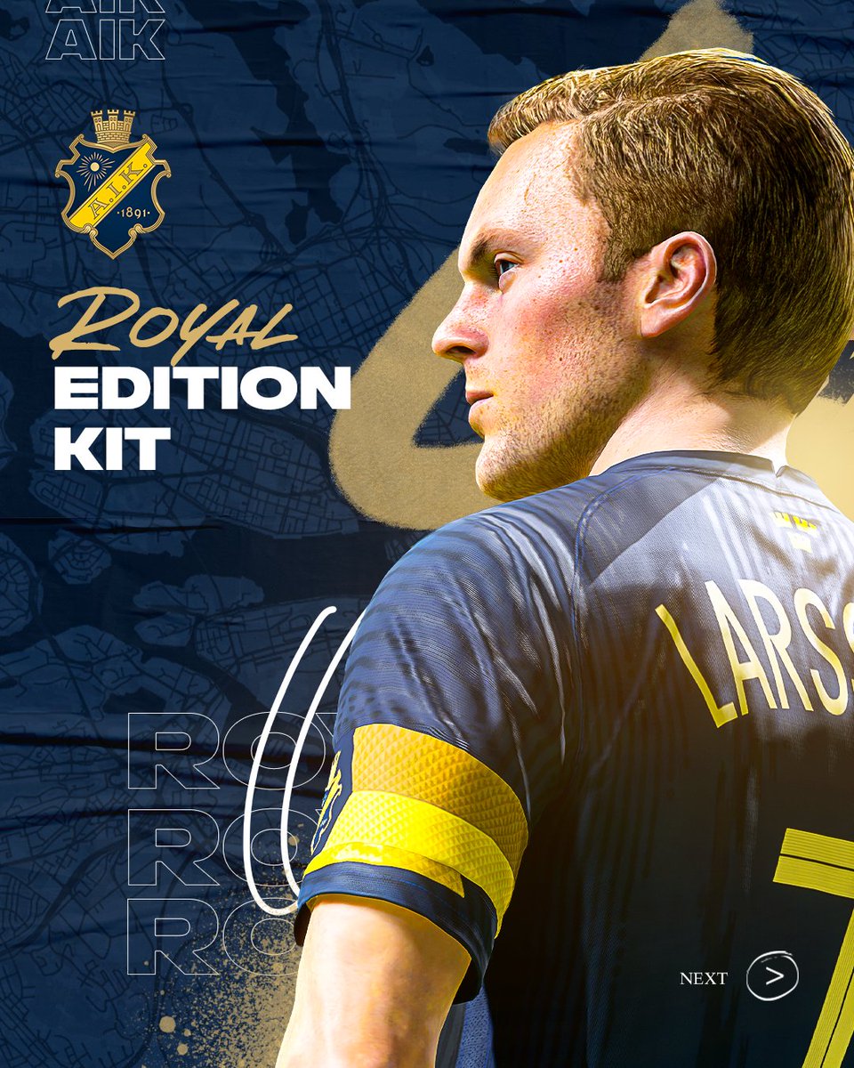 EASPORTSFC's tweet photo. 👑 Royal Treatment 👑
@aikfotboll is back with another 🔥 kit, sold out everywhere, except #FIFA22.
Featuring a map of Stockholm and a crown on the neck, the Royal Edition kit combines the class and heritage of one of football's most iconic clubs. https://t.co/AYHcumLnIK