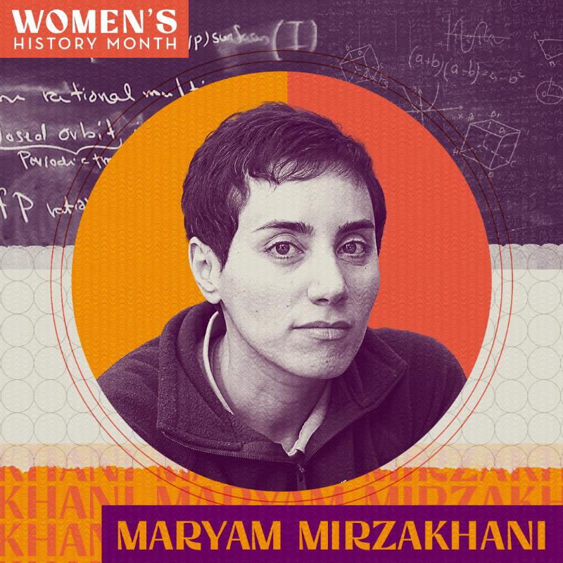 Stanford's tweet photo. Mathematician Maryam Mirzakhani (1977-2017), "a virtuoso in the dynamics and geometry of complex surfaces," struggled in middle school math before taking off under a more encouraging teacher. "It's so important," she later reflected, "what others see in you." #WomensHistoryMonth