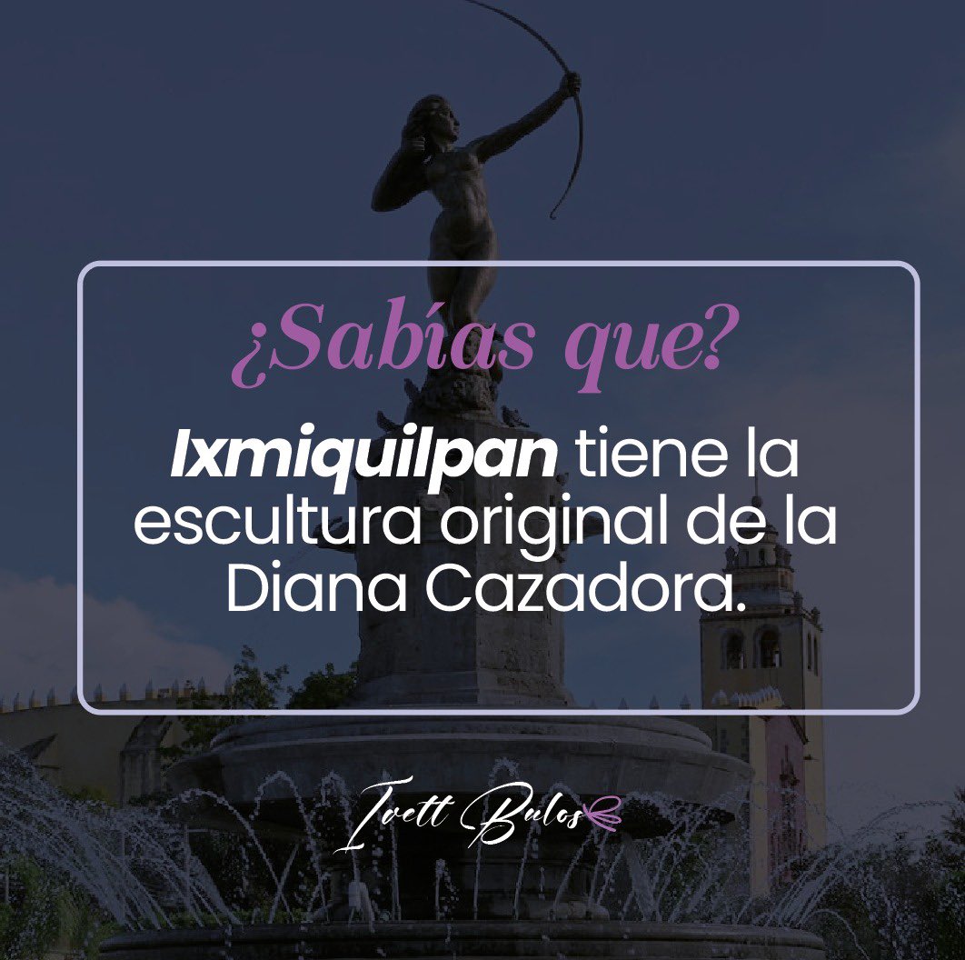 IvettBulos's tweet photo. Fue denominada en su origen como la flechadora de estrellas del norte, conocida popularmente como la Diana Cazadora, en honor a la diosa romana. Su imagen representa tres cualidades relevantes: ser bella, guerrera y conquistadora de sueños.

.
.
.

#AlianzaTurísticadeHidalgo https://t.co/zyylrElZDT