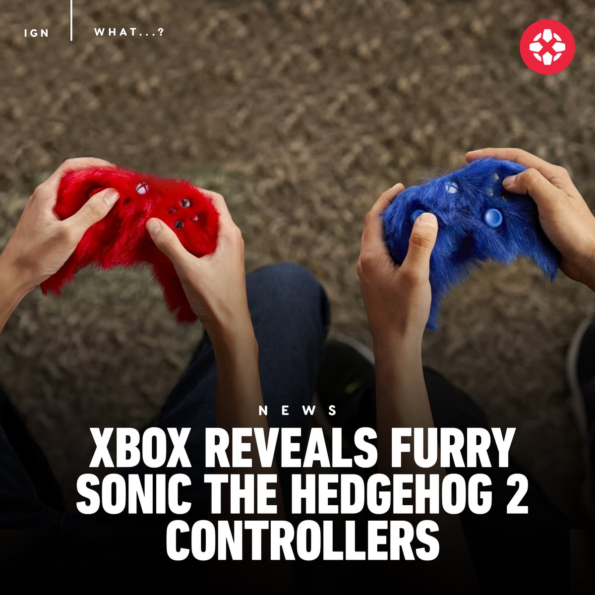 IGN's tweet photo. Xbox and Paramount Pictures revealed a custom Sonic the Hedgehog 2 Series S that comes with extremely furry Sonic Blue and Knuckles Red controllers. https://t.co/wLVsxsX9Lk https://t.co/NIW4Q0cGIE