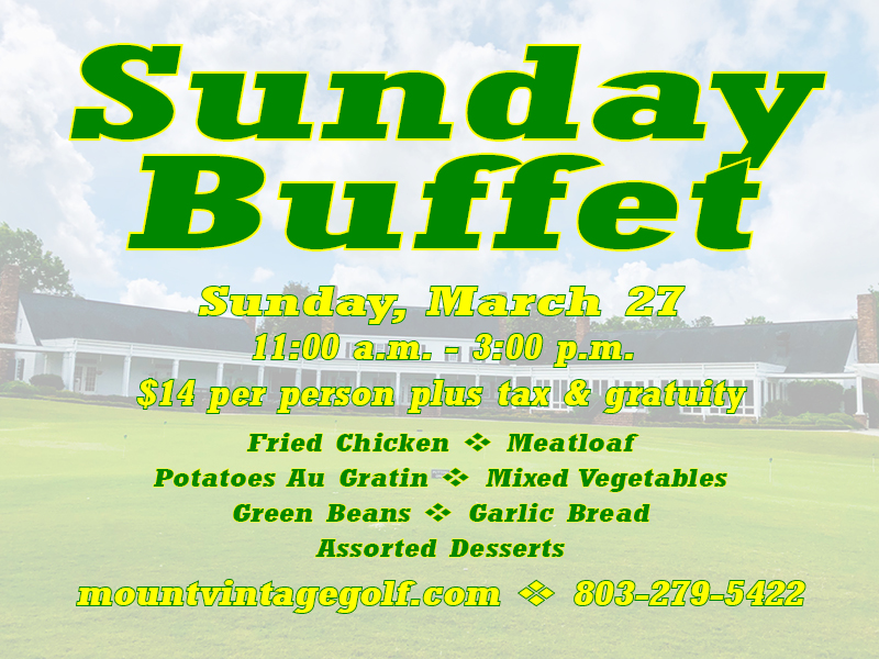 #buffet #sundaybuffet #vintage #mountvintage #golf #golfaugusta #augustagolf #golfnearme #northaugustagolf #worththedrive #worthyourtime #worthyourdime