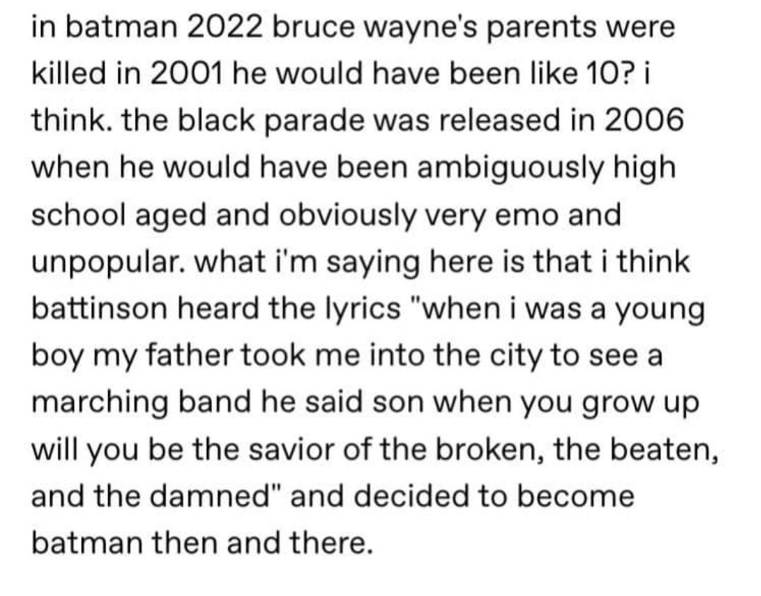 ...well this is a new take on Batman's origin...
#thebatman #soloarmada  #mychemicalromance