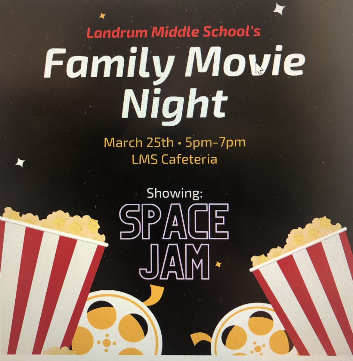 MoniquePendola's tweet photo. So excited about this family movie night! 🍿 🎥 @LandrumMS https://t.co/KfvIpvSHv7