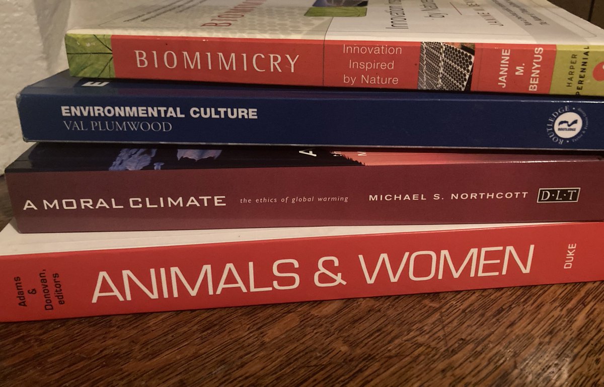 We’ve got some brilliant books being profiled this week in our #reading groups as part of the #Environment #StSwithunsAcademicEnrichment programme #Nature #Environment #Animals #Culture #Biomimicry <a href="/JanineBenyus/">Biomimicry 3.8</a> #EnvironmentalCulture #ValPlumood #AMoralClimate #MichaelSNorthcott