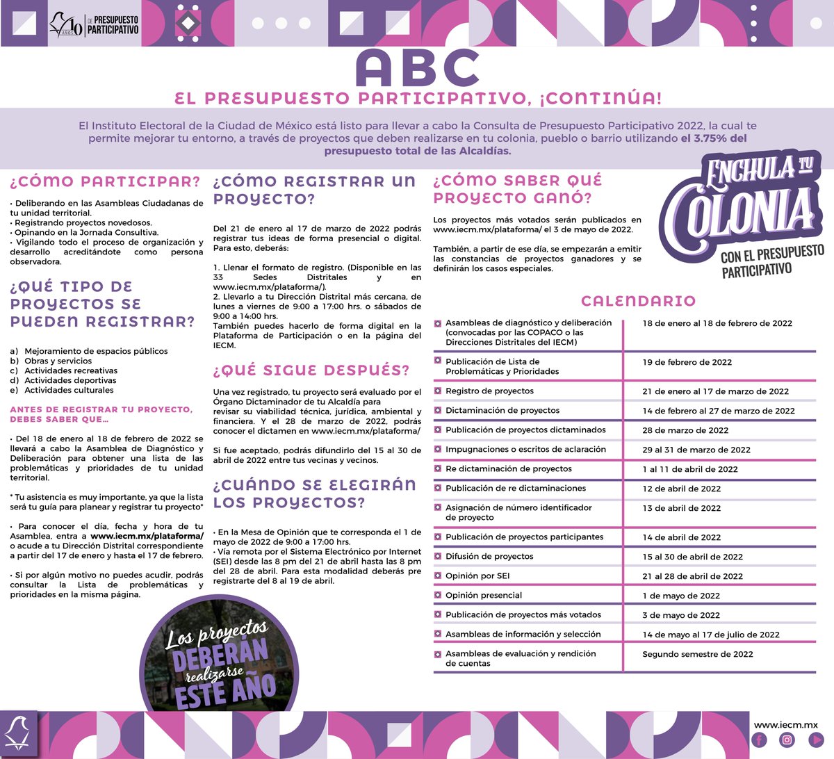 Si pudieras mejorar algo de tu colonia, ¿qué sería? ¡Hazlo realidad con el #PresupuestoParticipativo2022 🏡

iecm.mx/www/sites/ench…