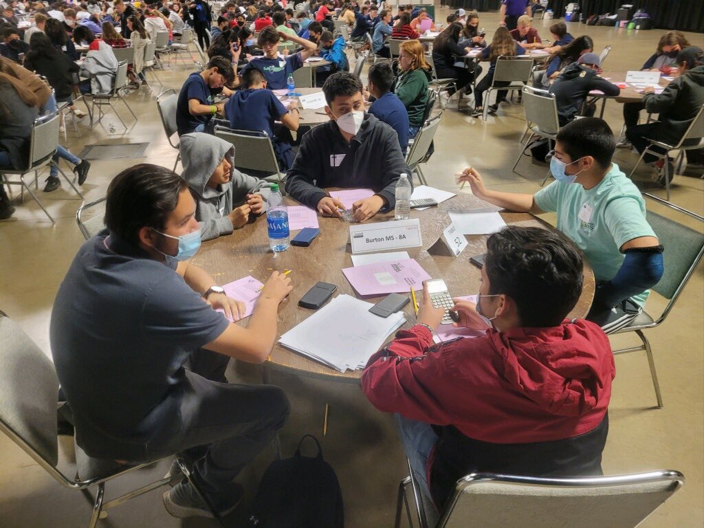 BurtonBulldogs's tweet photo. We are #BMSproud of our students participating in the @tularecoe Math Super Bowl today! Thank you Mr Reynaga &amp; Mr Quiroz for bringing this to our students! #BMSisthebest @BurtonSchools https://t.co/KiaXk2hOIq