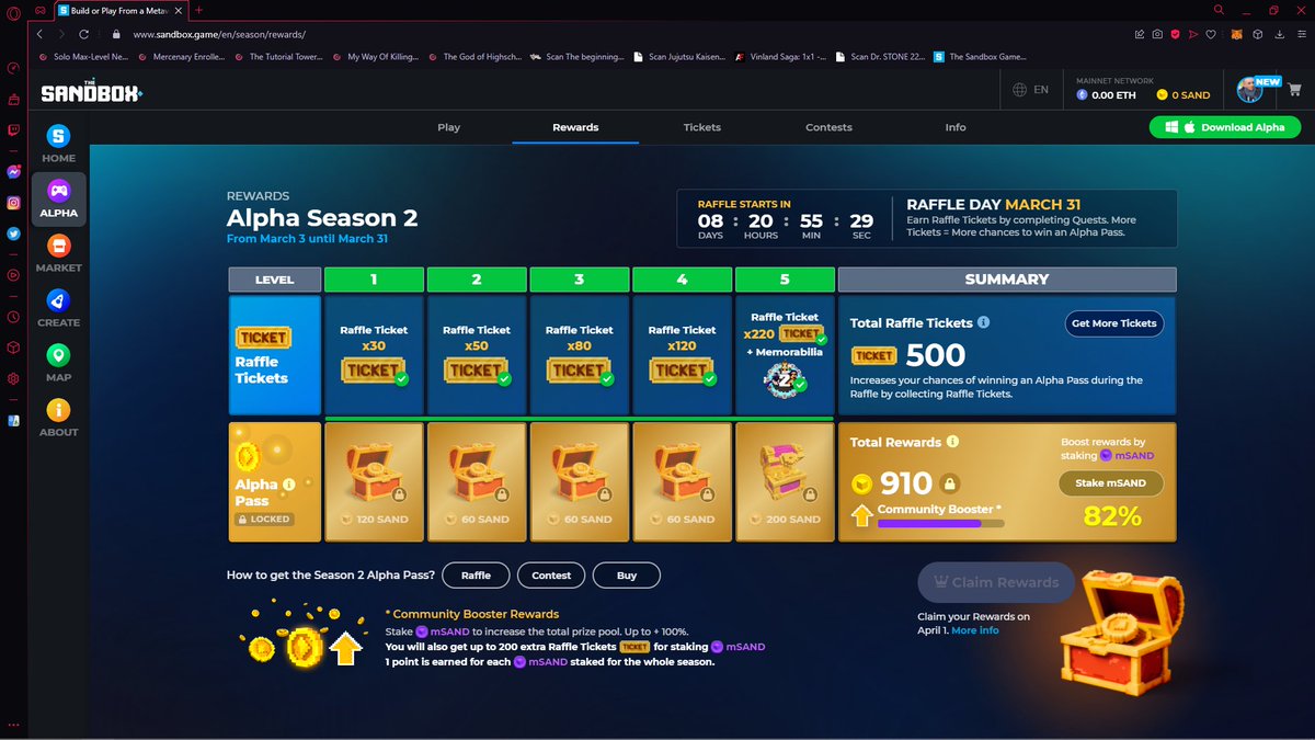 czemonik's tweet photo. @TheSandboxGame I just participated in the daily #SandboxAlphaS2Contest for a chance to earn up to 1,000 $SAND! Starting March 22 - Ticket Day. Check out my screenshot below!
👇 #SandboxAlphaS2 https://t.co/J7TCWDFaBJ