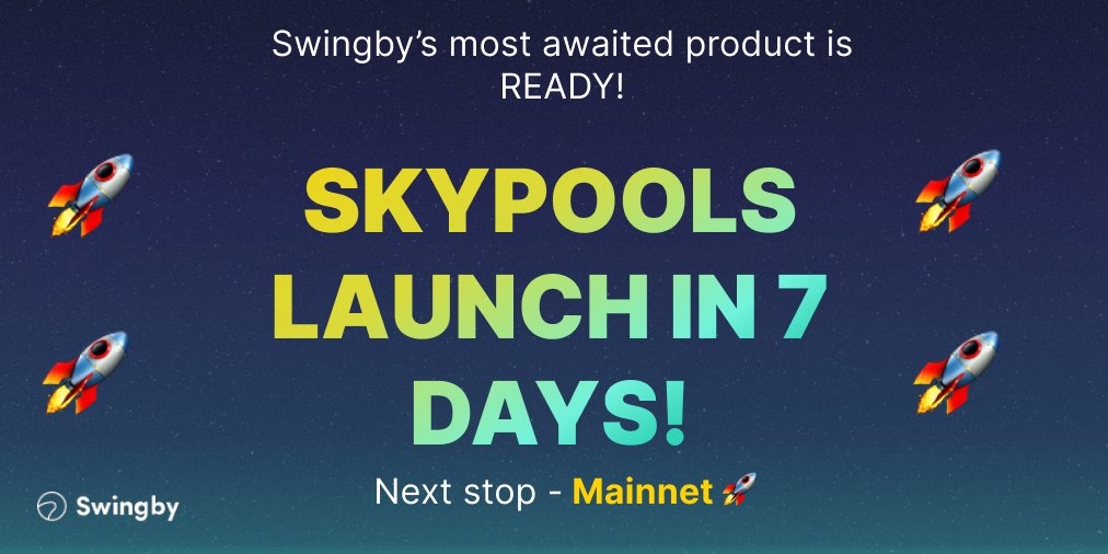 SwingbyProtocol's tweet photo. Alright, IT IS GAME ON ❗️
Skypools is launching in 7 days!
Here is a great article to understand what it is and how it works:
https://t.co/aNp8oV744S
#SwingbyDAO #CommunityPower #Skypools https://t.co/u2gwyR7wdB