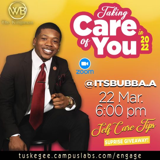 itsbubba_a's tweet photo. You cannot play your best hand when you do not take care of yourself. 🃏♠️

So join me, Wallace Bass, your 25th Mister Tuskegee University candidate via Zoom, Tuesday, March 22nd at 6:00PM.  

Meeting ID: 883 5526 9840
Passcode: Npdg72

#WB4MisterTU https://t.co/Zf0HZMJ3S3