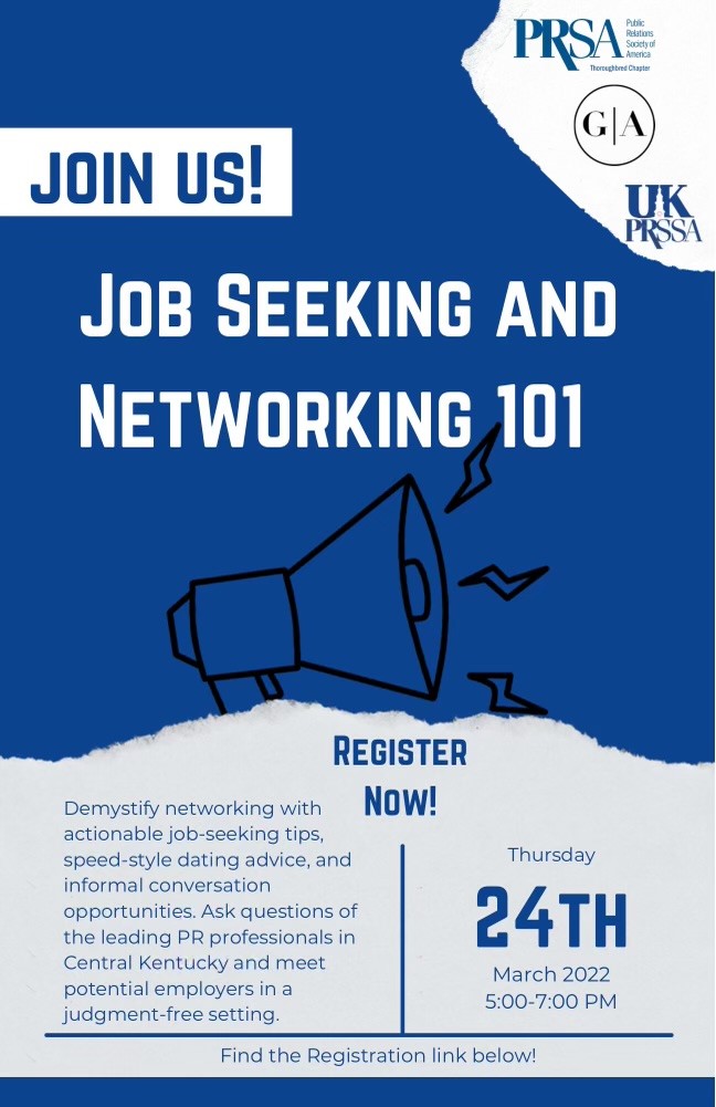 TransyCAPE's tweet image. The PRSA  invites Transy students interested in communications/public relations/marketing to a Job Seeking &amp;amp; Networking 101 event. The event is free and will include a light dinner for those who register. 
Thurs, Mar 24, 5:30-7:30 p.m. 
UK Helen G. King Alumni House
400 Rose St.