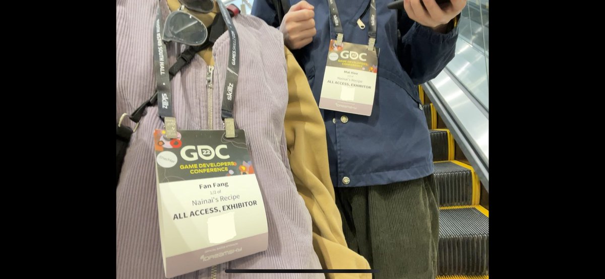 NainaiRecipe's tweet photo. First day @Official_GDC 
not exactly #WhatAGameDevLooksLike but you get 50% of each of us😼
#GDC2022 https://t.co/suBaDHRtFh