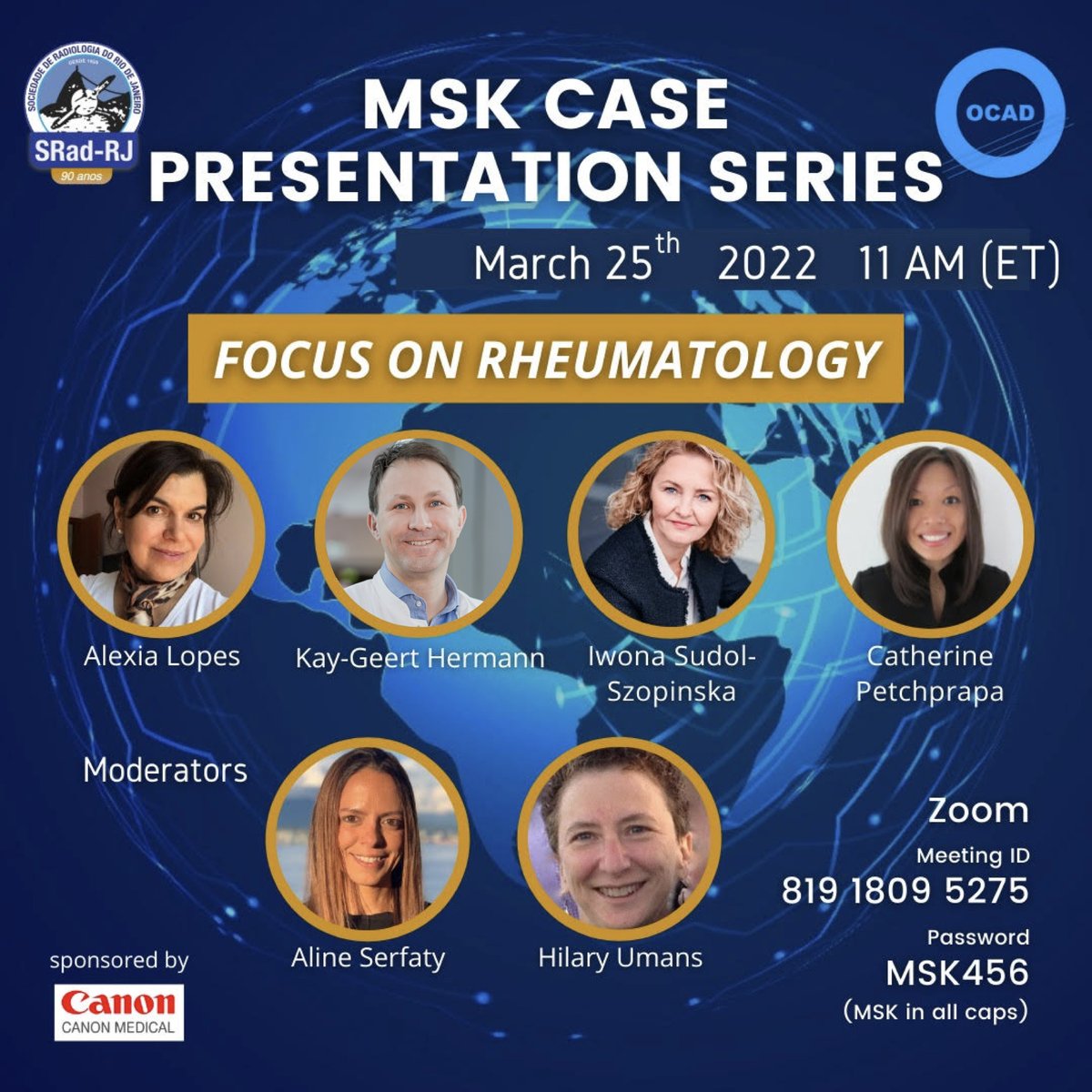bonerad's tweet photo. #OCAD @ocad_msk sessions going wild this Friday under the topic of rheumatology. Joining me in the session are Iwona Sudoł-Szopińska (Poland), Catherine Petchprapa @c0c0puff_ (USA), and @alexia_a_lopes (Brazil). Thank you for inviting and moderating, @alineserfaty! #orthotwitter https://t.co/dfJcXFbpWQ