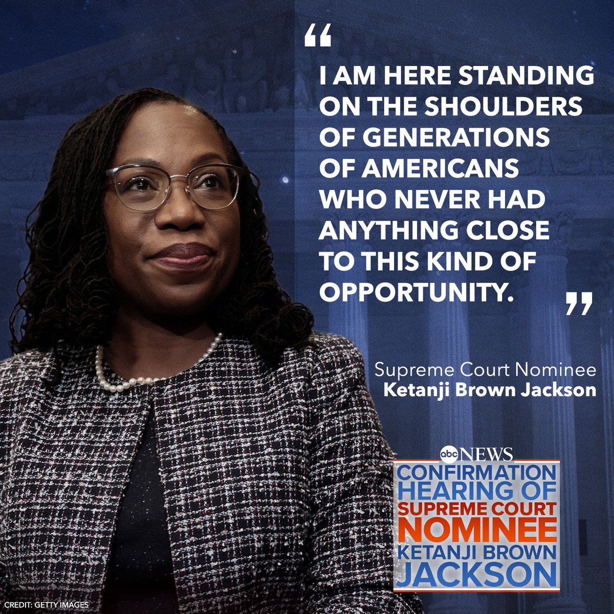 “I am here standing on the shoulders of generations of Americans who never had anything close to this kind of opportunity,” Judge Ketanji Brown Jackson says on the historic nature of her nomination. abcn.ws/3wJELK3