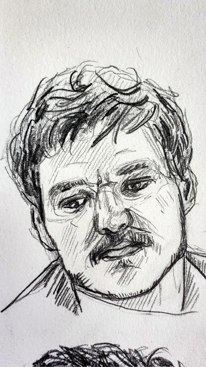 m1nature's tweet photo. I love drawing Pedro Pascal because it feels like I'm drawing one of Leonardo DaVinci's models. He has a renaissance feel to his aesthetic. Maybe its the nose? #pedropascal #sketchbook #ArtistOnTwitter https://t.co/j4axatOjJt
