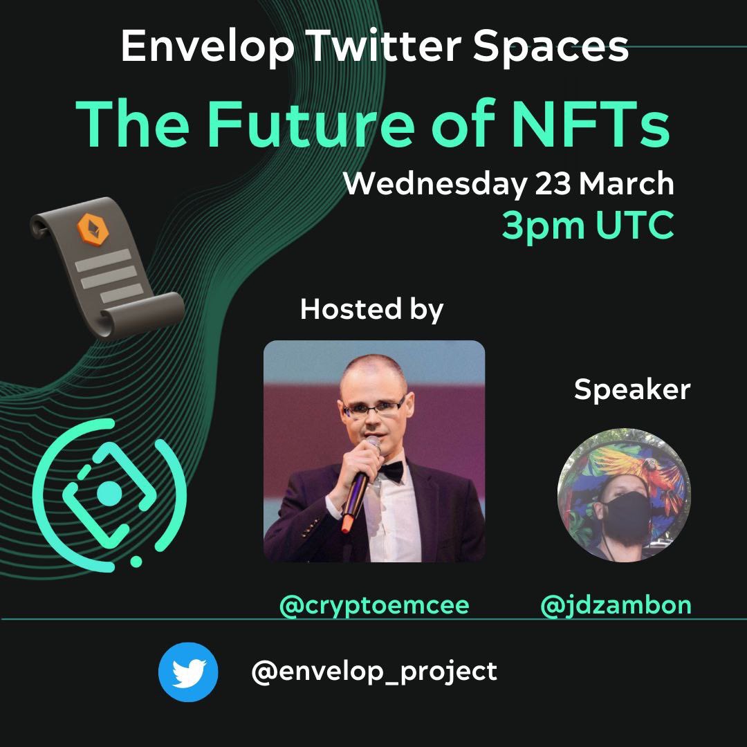 Join us for our first Twitter spaces, where we'll be discussing ideas about the future of NFTs 🚀🚀🔥
<a href="/jdzambon/">J Z</a> <a href="/cryptoemcee/">Eugene Сryptoemcee.eth</a> 

x.com/i/spaces/1MnGn…