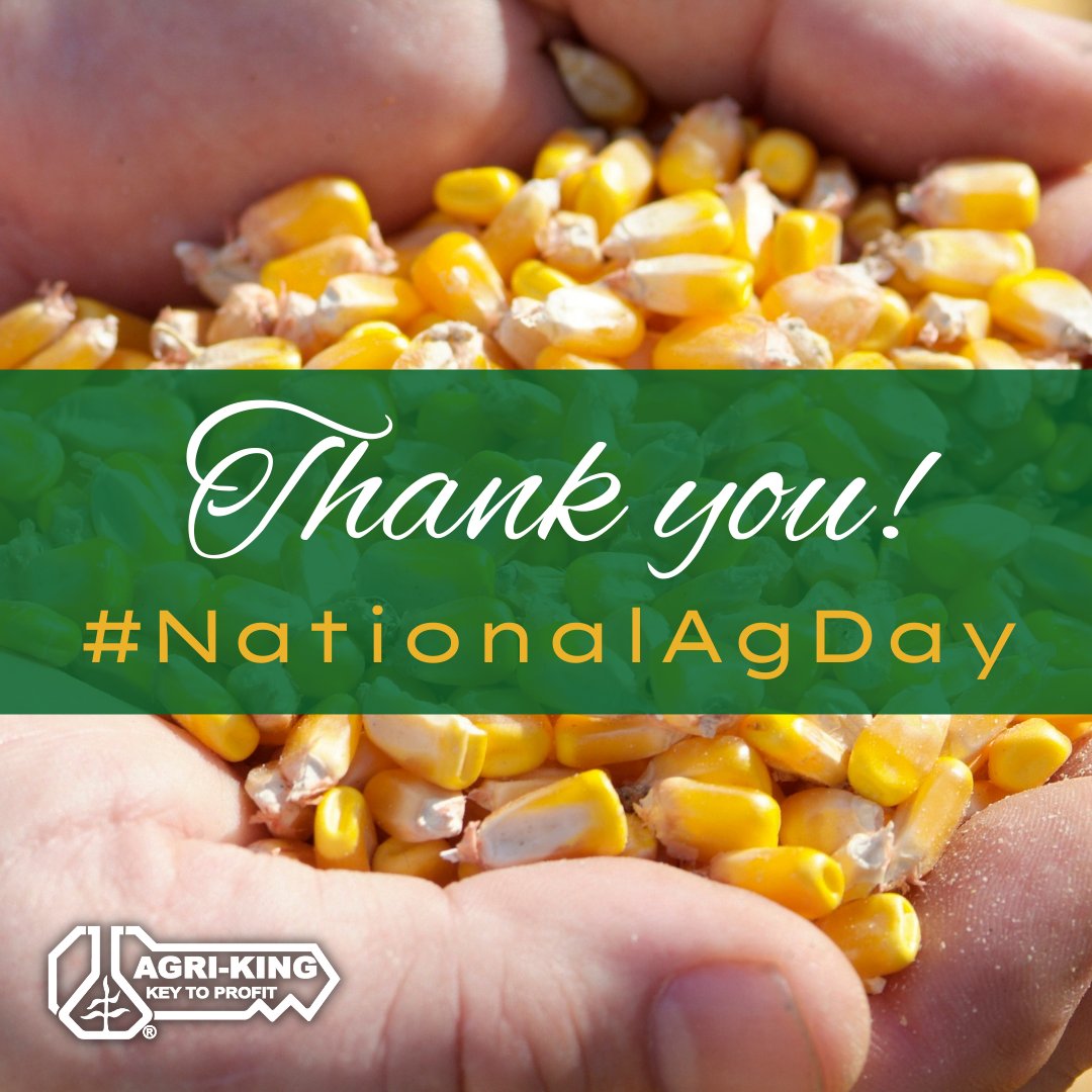 AgriKingInc's tweet image. It’s #NationalAgDay! To everyone connected to America’s agriculture industry, we thank you for all that you do to keep our nation fed. Through bad weather or hard times, farmers always persevere.

So, today and every day, thank you.
#AgDay22