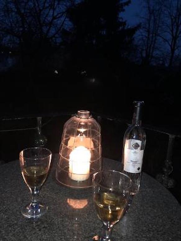 prodnose's tweet image. First time this year that me and Wendy have sat on the balcony overlooking the garden. Both got jumpers on now though. Still, might be here for a bit.