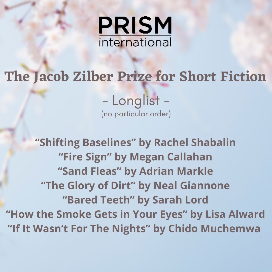 It's here! The Jacob Zilber Prize for Short Fiction Longlist is live. Find the list at the link below: prismmagazine.ca/2022/03/21/lon… Heather O'Neill (@lethal_heroine) will be choosing the top three contest winners. Congratulations! More updates coming soon! #jacobzilberprize