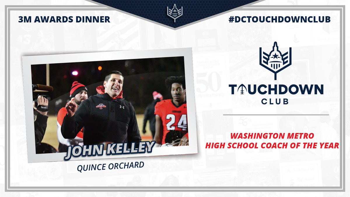 DCTouchdownClub's tweet photo. 2022 #DCTouchdownClub Washington Metro High School Coach of the Year 

🏆 John Kelley of Quince Orchard!

Guided the Cougars to an undefeated season &amp; MD 4A title!

📰 https://t.co/hBpjoRCT1L https://t.co/c00zAkFxTL