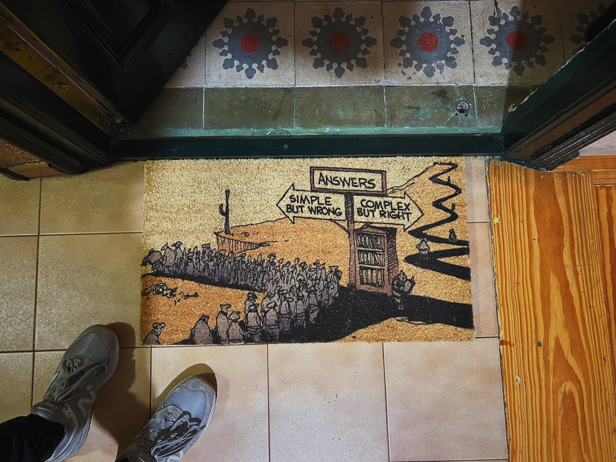 I made this personalized doormat for my home using this great strip from Wiley Miller to never forget we live in a complex world with complex answers and our only hope is keep reading and avoid strong opinions