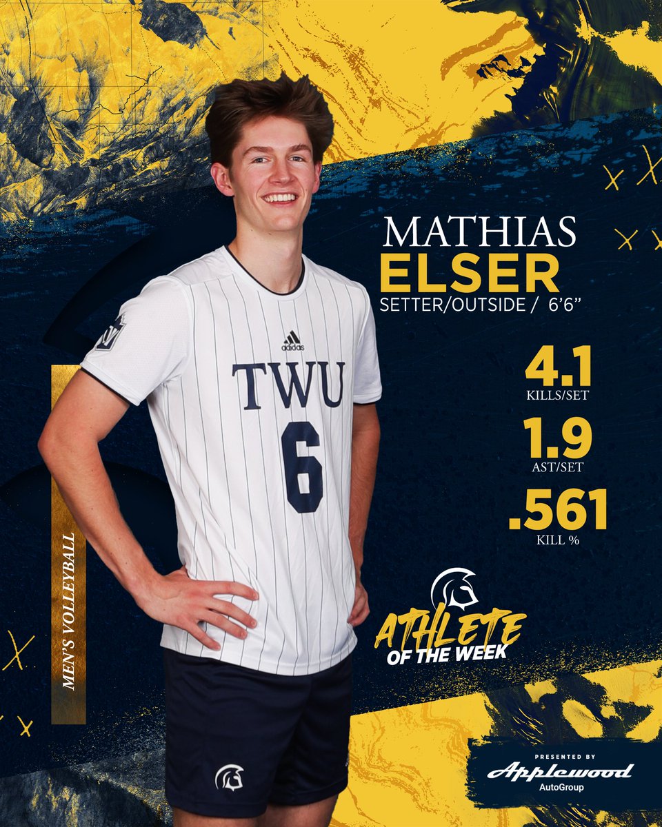 TWUSpartans's tweet photo. Two more!
Mathias Elser and Ethan Foster are your Spartan Male Athletes of the Week, presented by @ApplewoodAuto!
Foster and Elser dazzled over the weekend as both won their second consecutive @CanadaWest titles.
π°: https://t.co/T9tfyUyK6R
#TWUVolleyball x #TWUTrack https://t.co/1JyM7Dws6C