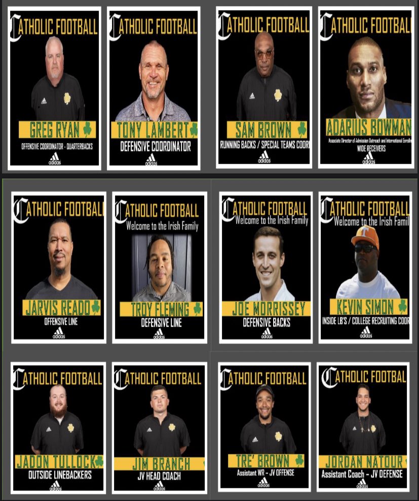 Coach Mobbs has announced his staff. We are very excited to get this season under way. Great staff and a group of young men that are ready to put in the work! Go Irish ☘️ 🏈 and of course <a href="/pprfuel/">Allison Maurer MS, RD, CSCS, USAW-L1</a> getting the boys bodies prepared for a long season. <a href="/KCIrishFootball/">Knoxville Catholic Football</a> <a href="/CoachMobbs/">Coach Mobbs</a>