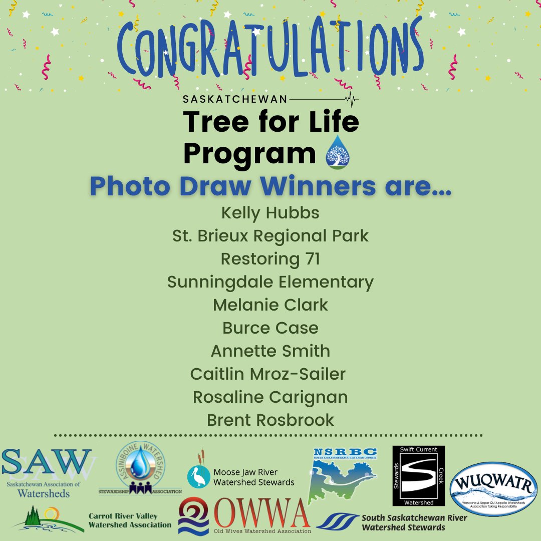 Thank you everyone for participating in the Tree for Life Photo Draw! We hope your trees are loving their new homes. 😁 Congratulations to all the winners! 

#sktreeforlife #sktreeforlifephotocontest #Saskatchewan