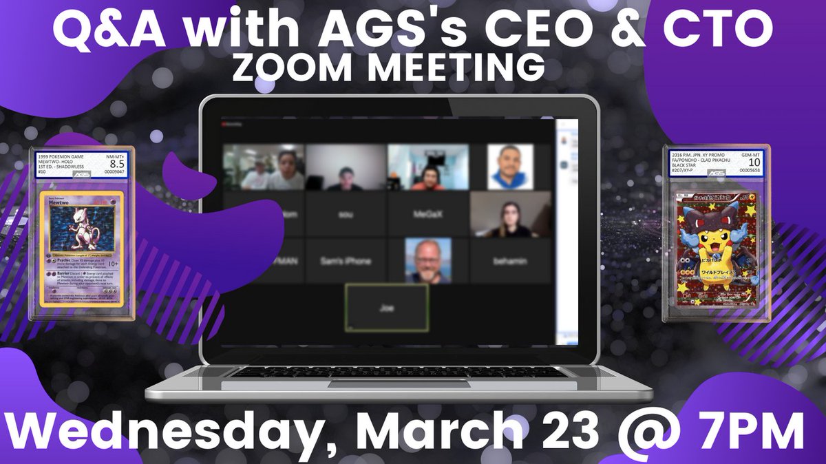 agsgrading's tweet image. Another Q&amp;amp;A this week with AGS !! This time with our CTO &amp;amp; CEO. We can't wait to see you there &amp;amp; answer all of your questions. We will send out the Zoom link for you all to join us tomorrow. Set your reminders for tomorrow at 7PM EST. #ai #robograding #ai #ags #CEO #CTO #Zoom