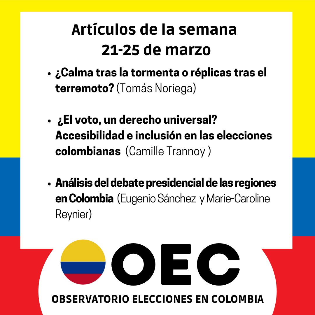 OEColombia2022's tweet photo. Lee los artículos de esta semana:
➡️https://t.co/SNMZZzbeyn
🇫🇷 Les articles sont aussi disponibles en français.
#OEC #OPALC #OEColombia2022 https://t.co/x4UlvKDvOX