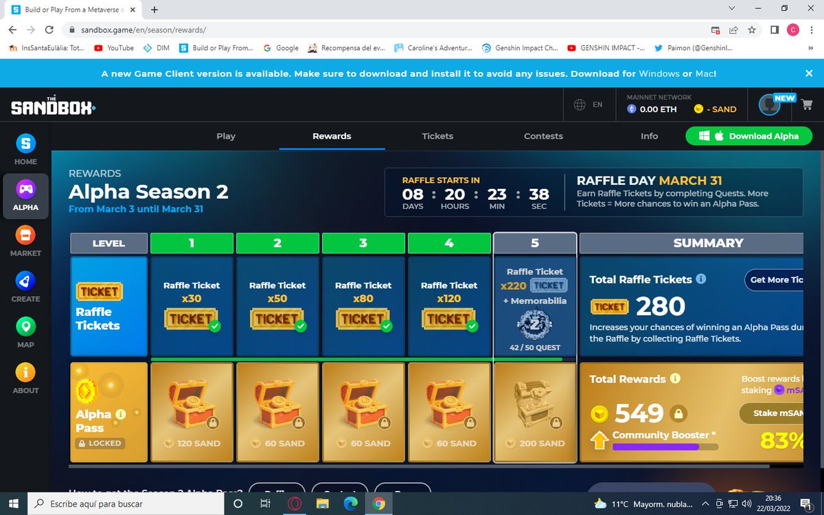 Curaga3's tweet photo. @TheSandboxGame I just participated in the daily #SandboxAlphaS2Contest for a chance to earn up to 1,000 $SAND! Starting March 22 - Ticket Day. Check out my screenshot below!
👇 #SandboxAlphaS2 https://t.co/Azzb8VEiDO