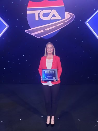 Drive4TLD's tweet photo. This is a familiar stage 😎
We’re excited to share a picture of our very own Nina accepting the Best Fleets to Drive For award at the Truckload Carriers Association Conference 💙 #ItsAnEasyDrive https://t.co/iaCw4IGsz3