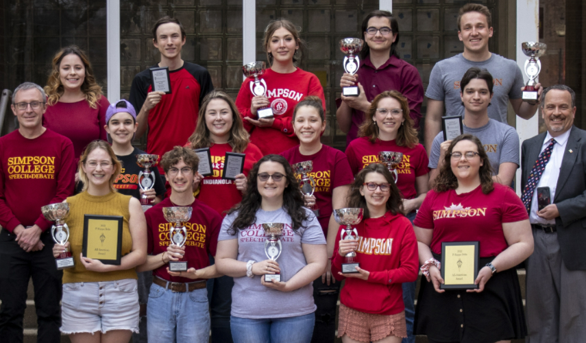 SimpsonPoliSci's tweet photo. Congrats to the amazing students and coaches @SpeechDebateSC, which just won its FIFTH debate title at PKD nationals in a field of 70 colleges. It also won its 1st title in combined Speech and Debate points!

#RollStorm

Learn about all of their awards at: https://t.co/QMZliSAGmt https://t.co/9Uy8hyrzjY