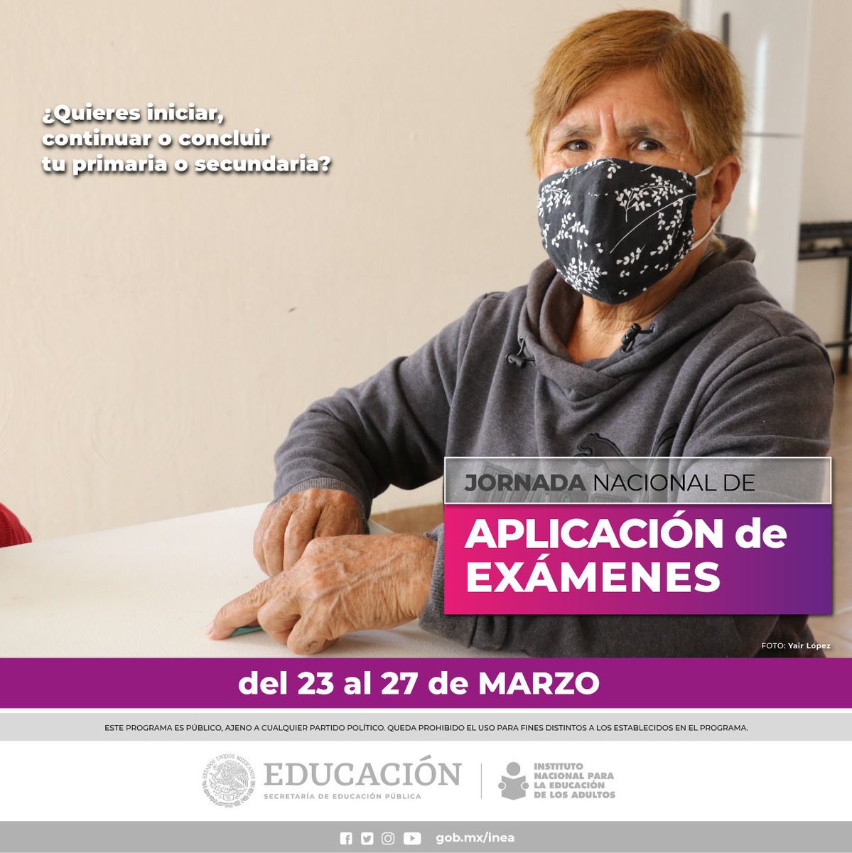 INEA_Mich's tweet photo. Ya estamos a un día del inicio de la Jornada Nacional de Aplicación de Exámenes, donde del 23 al 27 de marzo, podrás concluir tu primaria y/o secundaria.

¡Regístrate aquí! 👉 https://t.co/2eJNzObgzn o comunícate al 📞 443 326 2002, 03 y 05. ¡No esperes más! https://t.co/myJj9mjiEy