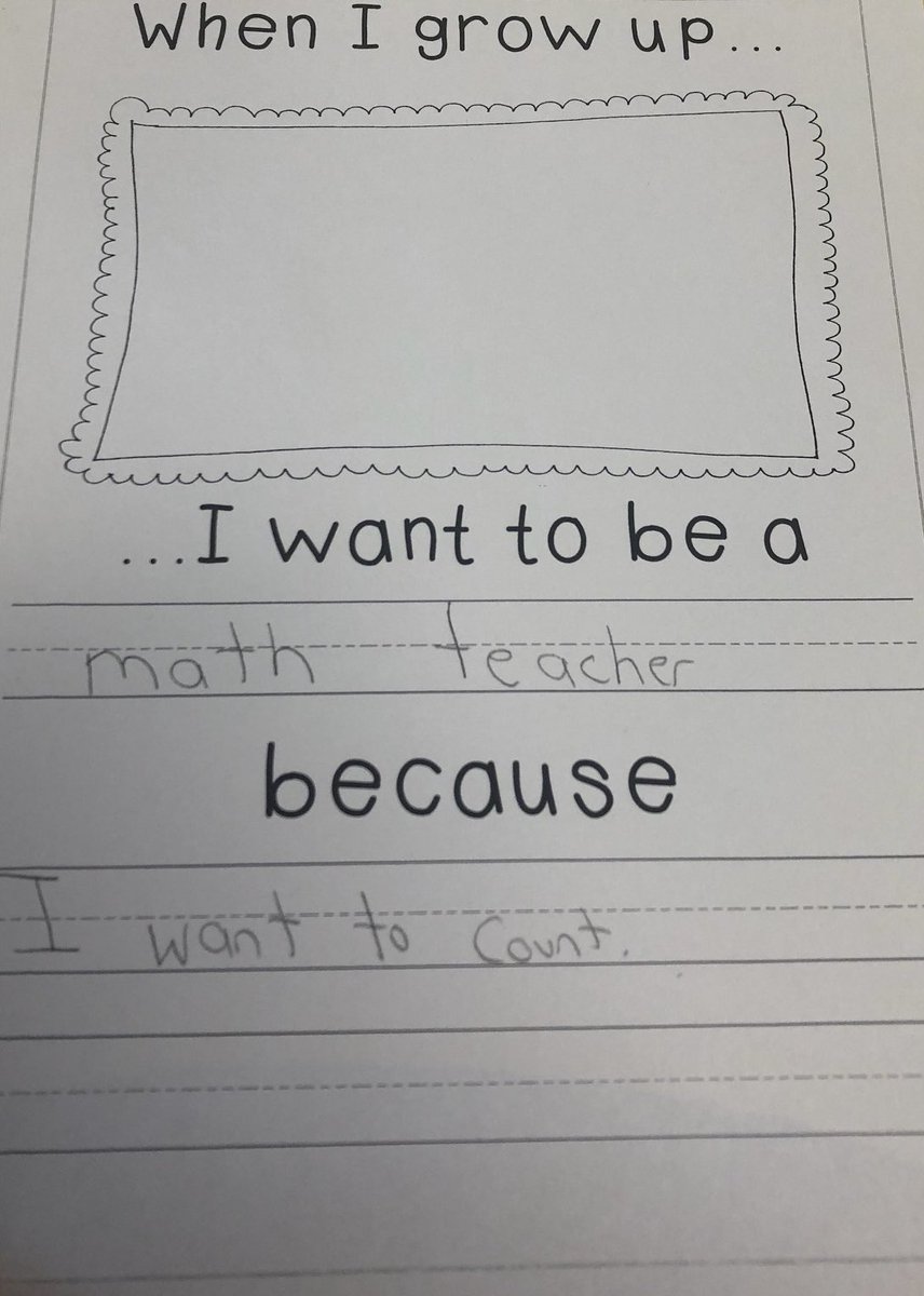 MrsMitch_MathSp's tweet image. One of my kindergartners dictated this to one of his teachers today…is there any better answer? Love this.❤️@prairied203 #bebold203