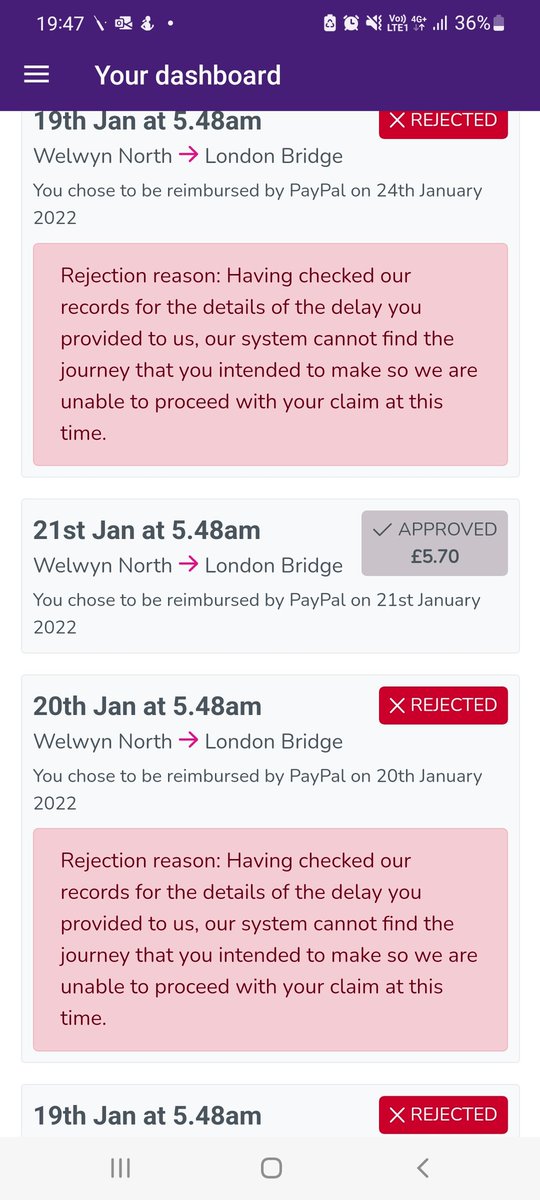 RayHodge's tweet photo. Most mornings I get the 5h48 from Welwyn North. So  every day @TLRailUK cancel the 5.48am. So I do delayrepay. They pay me out for one and say that there was no such train scheduled for the others? Really? Why do you get away with it? https://t.co/epgyUWOZfk