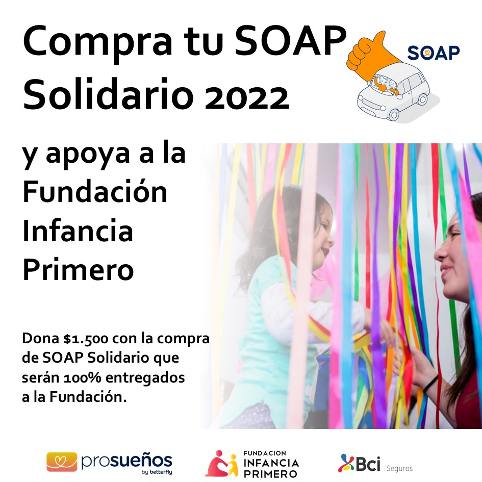 Compraste tu seguro obligatorio?

Obtén en solo minutos tu SOAP SOLIDARIO en soapsolidario2022.cl/infancia-prime…
y estarás apoyando nuestros proyectos. Apúrate! Quedan pocos días 🏃🏻‍♀️🏃🏼‍♂️

¡Contamos con tu apoyo!

El seguro es de BCI y por cada póliza recibimos un aporte de $1.500