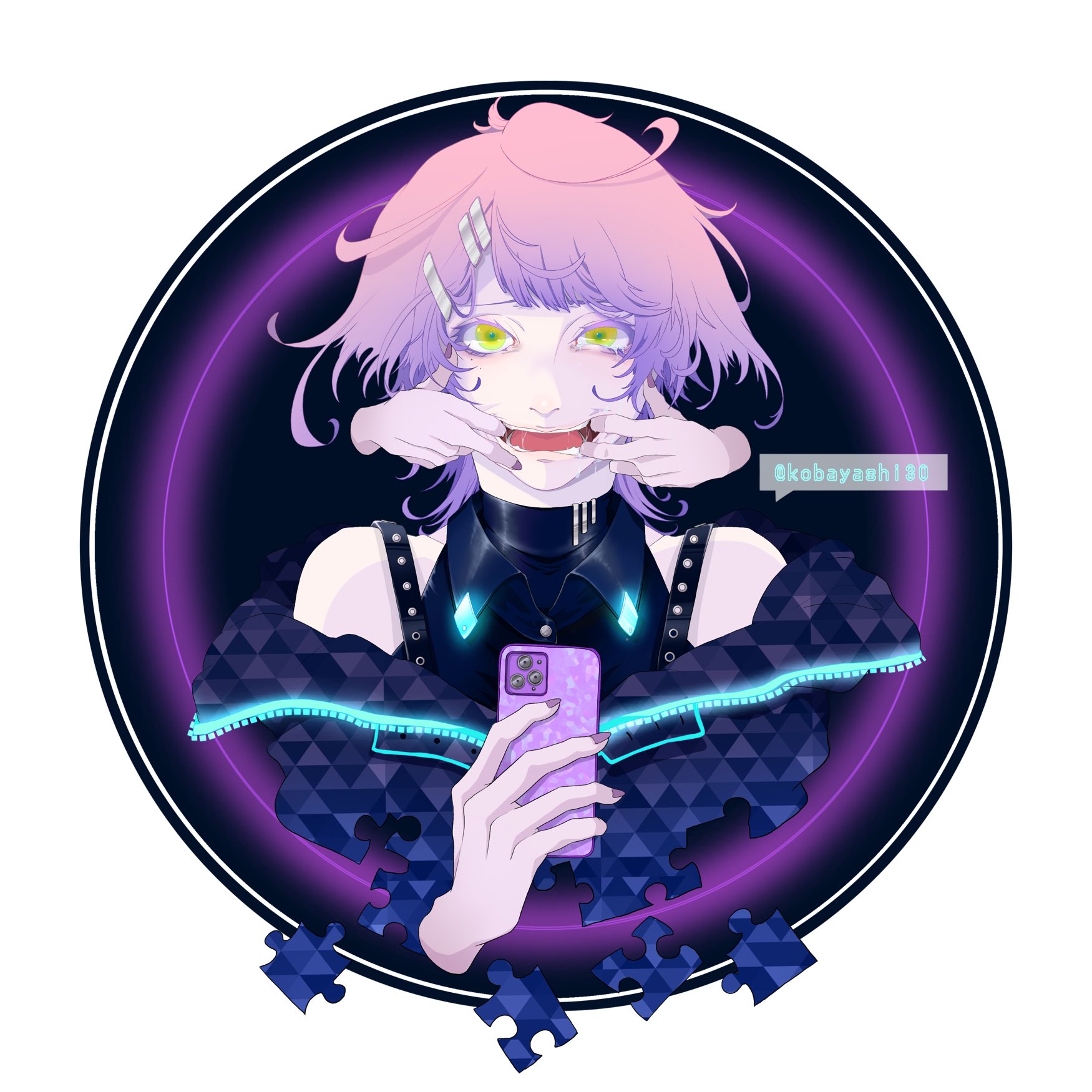 小林未往 新作イラスト 作り笑い をイメージして描こうと思っていたのですが 思うがままに書いていたら当初のイメージとかけ離れてしまいました 楽しかったから良し イラスト好きな人と繋がりたい 絵描きさんと繋がりたい オリジナルイラスト