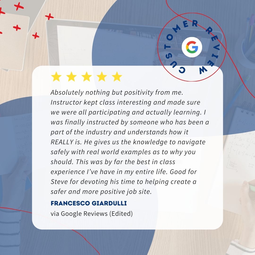 Thank you Francesco for the kind words! It is incredible to see that our Working at Heights training session was the best in-class experience you've ever had. We feel so proud to have touched your life in a positive way!

#ohstraining #workingatheights #safetytraining