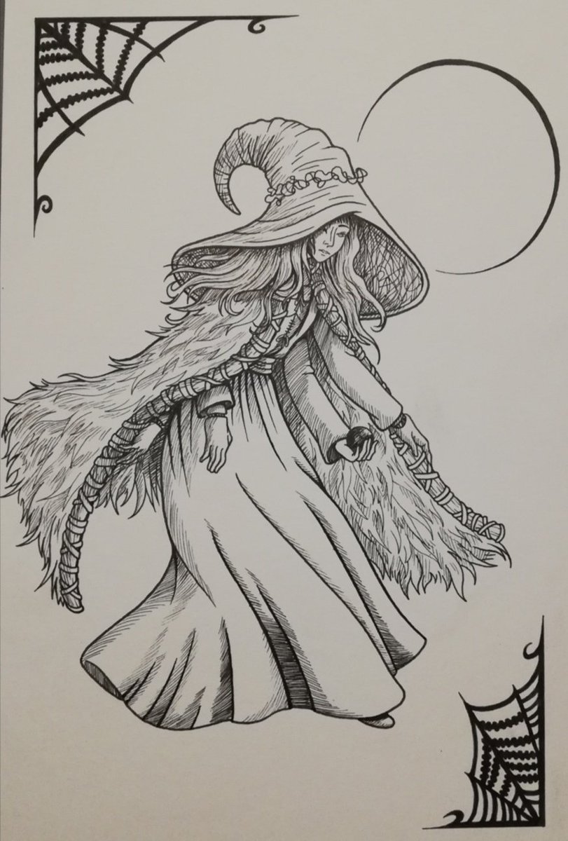 AtsuHashimoto's tweet photo. Heya!
Here's an Elden Ring fanart I did today of Ranni!
One of the coolest characters with Blaidd✨

#drawing #art #fantasy #inking
#illustration #eldenring #fanart #eldenringfanart https://t.co/yDcnpxrjgB