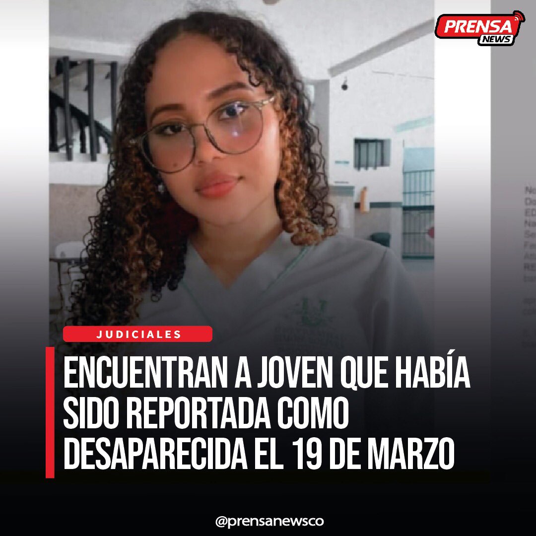 prensanewsco's tweet photo. La Policía Metropolitana confirmó que apareció la joven estudiante de psicología, Melissa Andrea Charris Díaz, a quienes familiares y amigos buscaban desde el pasado sábado después de salir de su casa del barrio la Central de Soledad.
#Joven #Desorientada #Investigación https://t.co/z2vo0JkvHe