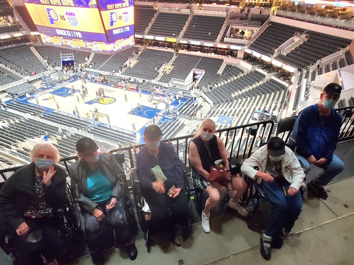 MillPondHC's tweet photo. What a dream come true! We enjoyed a great afternoon cheering for our Indiana Pacers as they beat the Portland Trail Blazers! A perfect day of Indiana basketball, hot dogs, free Pacer hats, popcorn and friends! #MillPondHealthCampus #TrilogyLiving #PacersWin https://t.co/0qTHrBxyJy
