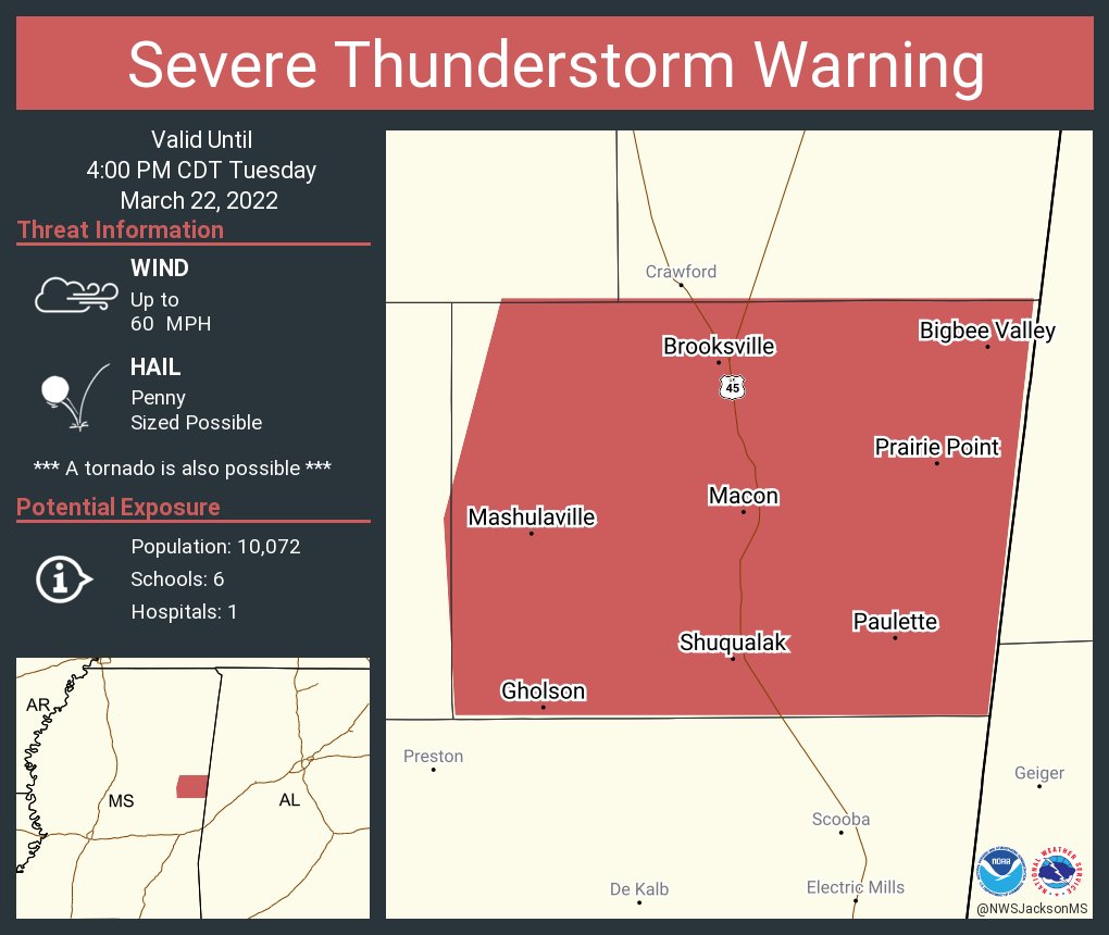 NWS Jackson MS on Twitter "Severe Thunderstorm Warning continues for