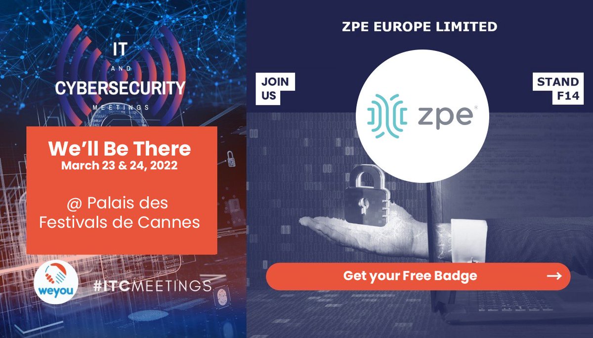 ZPESystems's tweet image. Join us tomorrow for @ITCMeetings. Visit stand F14 to see #Nodegrid and get your 1-on-1 meeting with our #cybersecurity experts hubs.li/Q0162FPK0 #ITCMeetings #Networking #datacenter #cloud #SASE #SDWAN