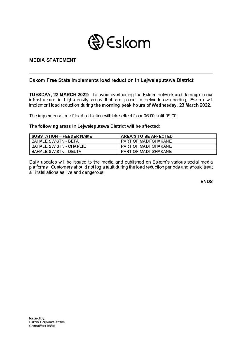 Eskom Hld SOC Ltd tweet media