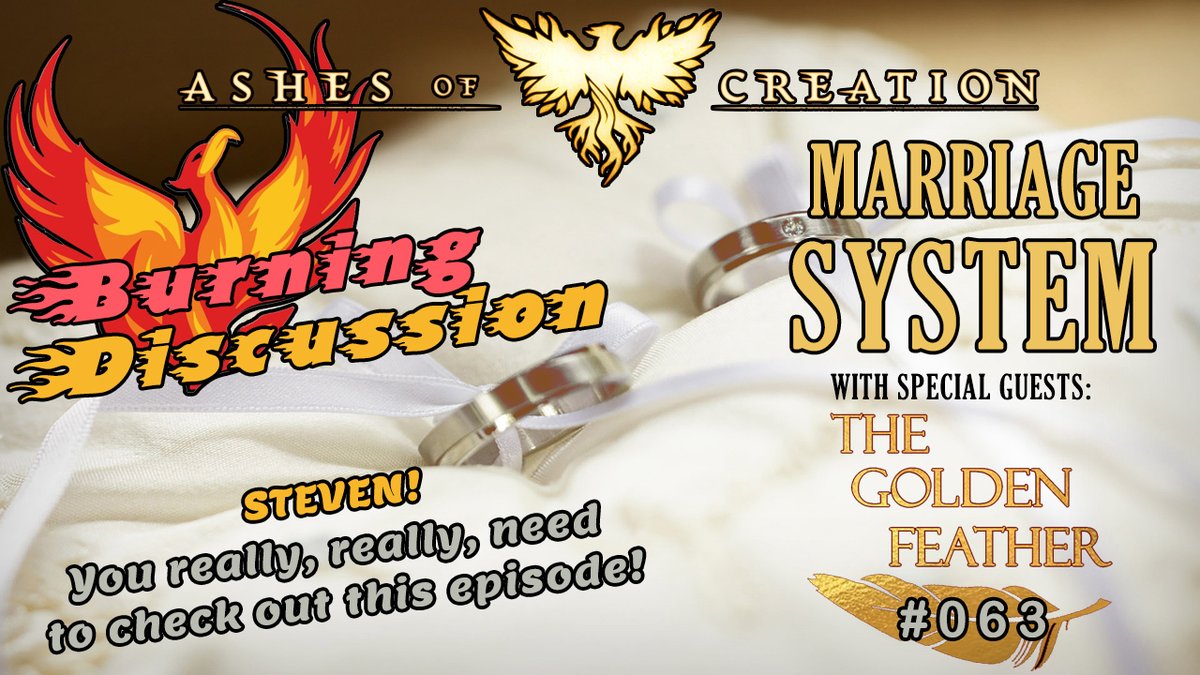 EPISODE 063 of the "BURNING DISCUSSION".  Today we talk about the 'MARRIAGE SYSTEM' in #AshesOfCreation with special guests: The Golden Feather! #MMORPG #BurningDiscussion #BD <a href="/BlazedRTs/">Blazed</a> <a href="/ShoutGamers/">Shout Gamers</a> <a href="/ViperzRTs/">ViperzRTs 👾</a> <a href="/FameRTR/">FameRTR</a> <a href="/rttanks/">EpochBots</a> youtu.be/v8Opn07w4vI