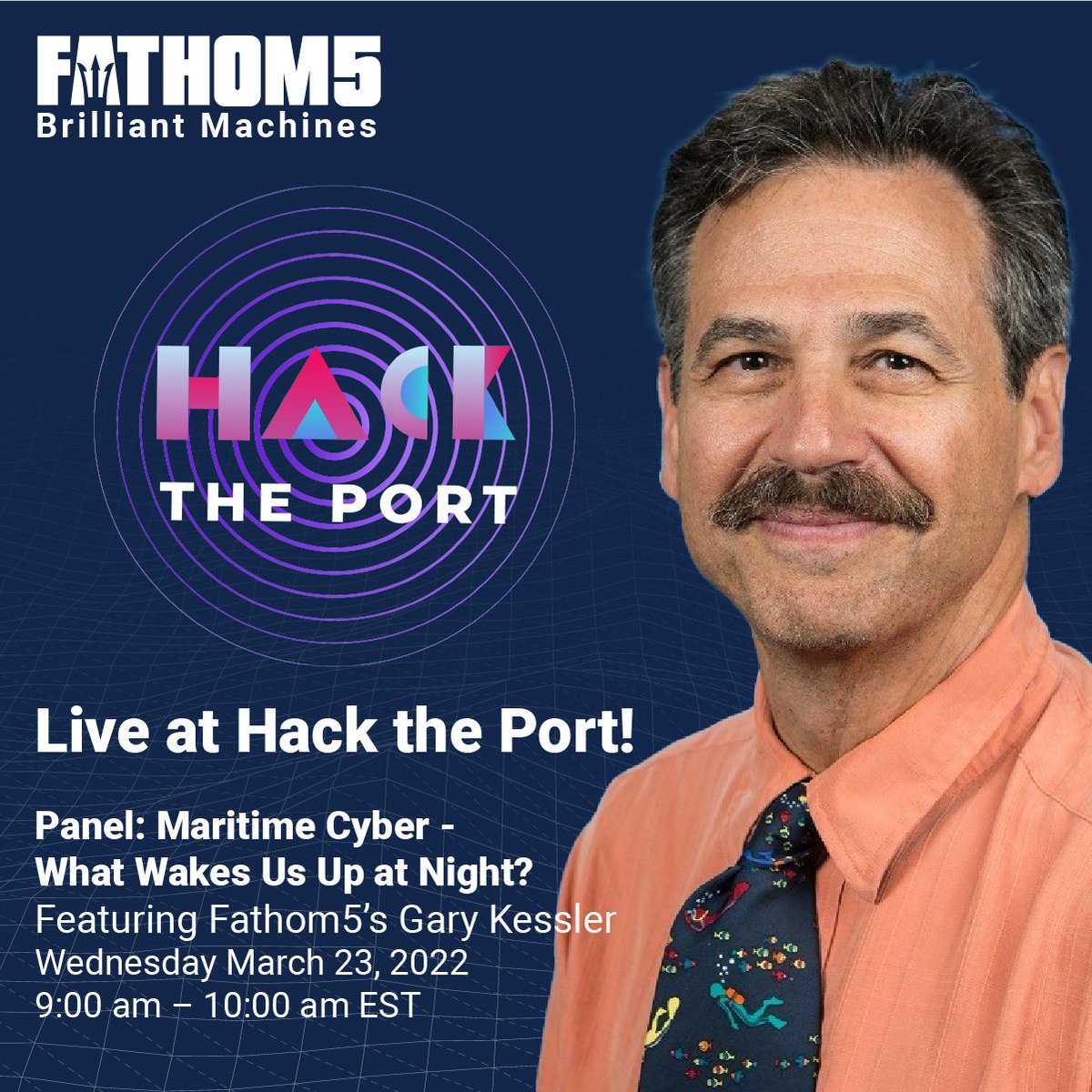 Fathom5_co's tweet photo. Dr. Kessler is back tomorrow at #HackThePort22 with another panel on Maritime Cyber! If you're attending this year, this is a conversation you certainly won't want to miss! https://t.co/wUAqmyE2nh