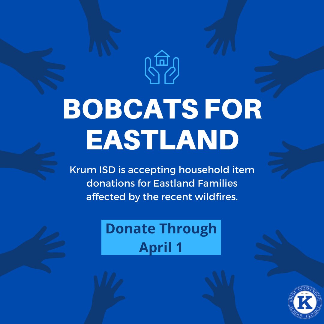 Krum ISD is accepting donations to help the families in Eastland affected by the recent and ongoing wildfires. 
👉 krumisd.net/apps/news/arti…