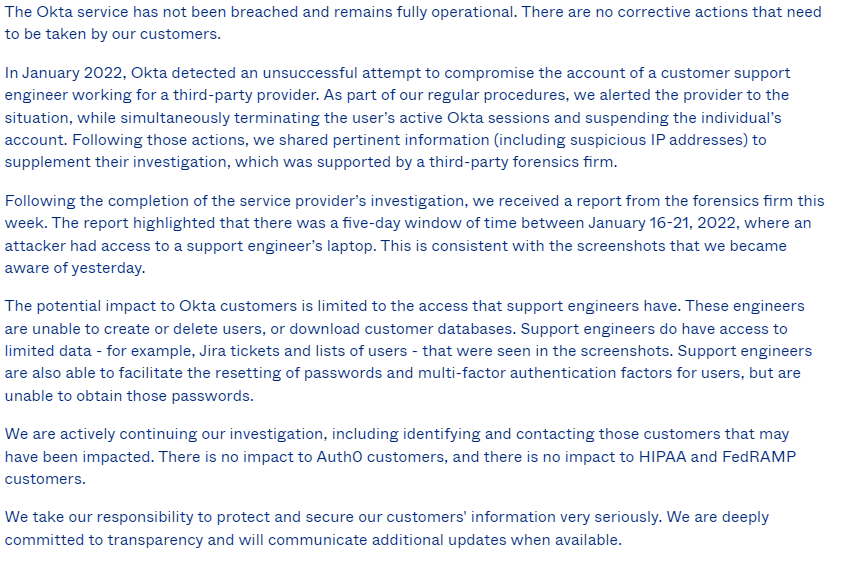 S0ufi4n3's tweet image. #Okta statement on #Lapsus, and, well... Lapsus statement on Okta. 😂😂