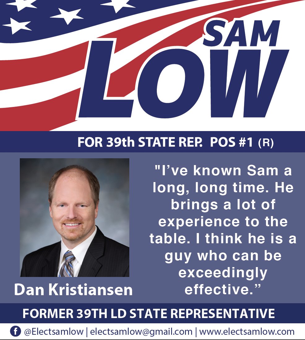 Sam Low (for 39th LD pos.1) tweet media