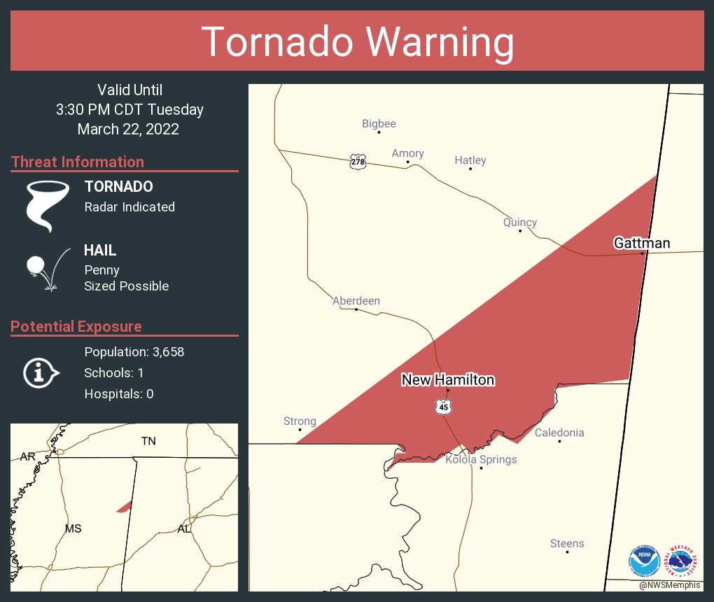 NWS Tornado on Twitter "Tornado Warning including New Hamilton MS